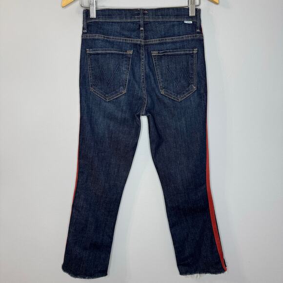 MOTHER Insider Crop Step Fray Jeans Speed Racer Stretch Blue Women's Sz 26 - Picture 4 of 15